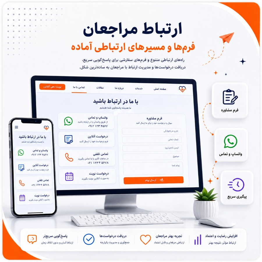 فرم‌ها و مسیرهای ارتباطی آماده برای سایت پزشکی
